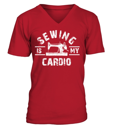Sewing Is My Cardio Machine Quilting Women Vintage V-Neck T-shirt