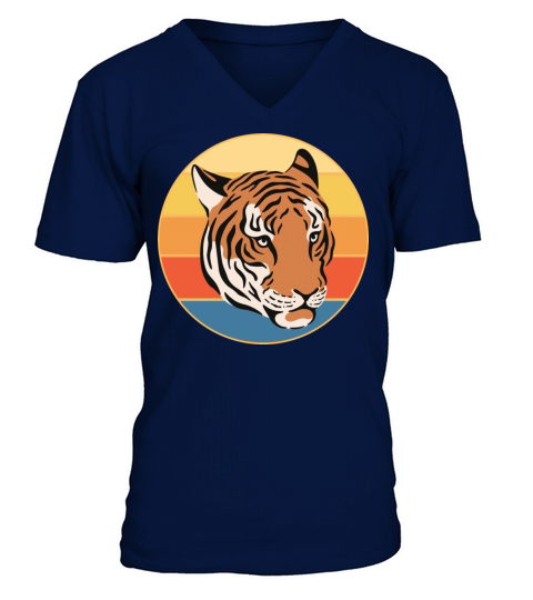 Tiger Big Cat Vintage Retro Sunset V-Neck T-shirt