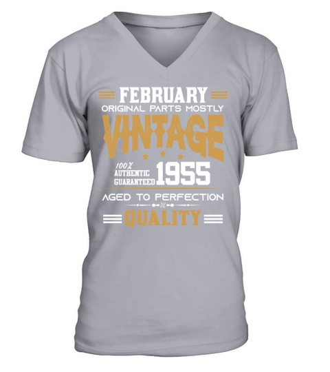 Vintage Aged To Perfection February 1955 V-Neck T-shirt