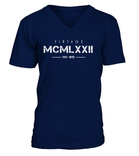 Vintage Born In 1972 Roman Numerals 50th V-Neck T-shirt