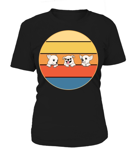 Cute 3 Chihuahua Dog Breed Vintage Retro Sunset Women's T-Shirt