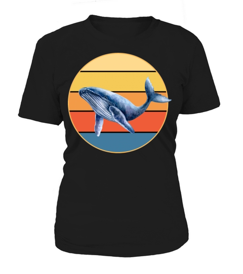 Cute Kawaii Whale Retro Sunset Vintage Ocean Women's T-Shirt