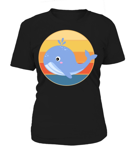 Cute Kawaii Whale Retro Sunset Vintage Ocean Women's T-Shirt