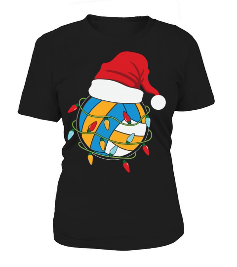 Volleyball Christmas Lights Santa Hat Women's T-Shirt