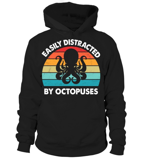 Easily Distracted by Octopuses Vintage Kraken Hoodie Unisex