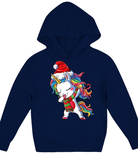 Dabbing Unicorn Santa Christmas Kids Girls Women X Kids Hoodie