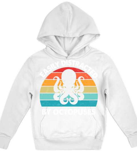 Easily Distracted by Octopuses Vintage Kraken Kids Hoodie