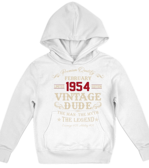 February 1954 Vintage Birthday Present Kids Hoodie