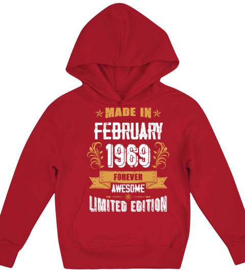 February 1969 Vintage Birthday Present Kids Hoodie