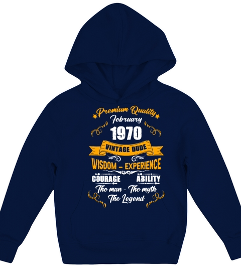 February 1970 Vintage Birthday Present Kids Hoodie