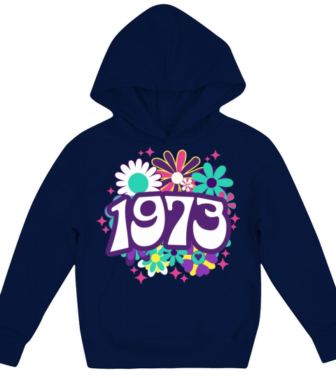 Groovy 50 Years Woman Colorful 1973 50th Birthday Kids Hoodie