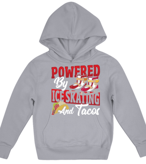 Powered By Ice Skating And Tacos Ice Skater Kids Hoodie