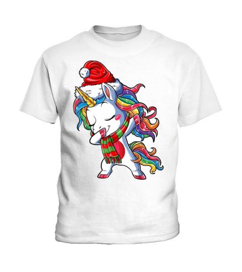 Dabbing Unicorn Santa Christmas Kids Girls Women X Kids T-Shirt