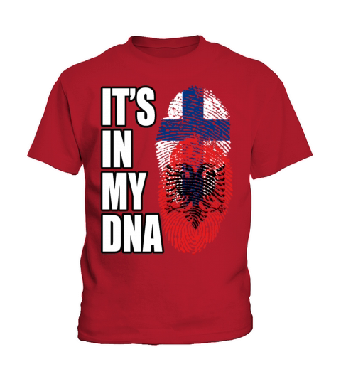 Finland And Albanian Mix Heritage DNA Flag Kids T-Shirt