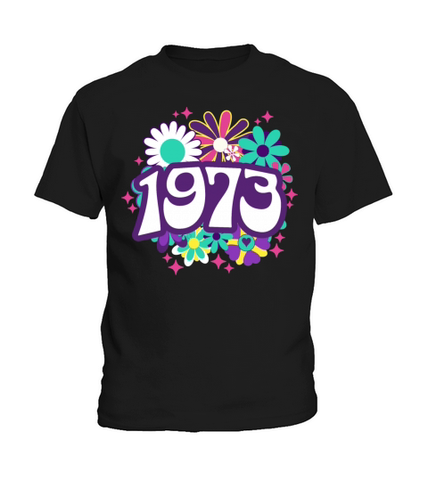 Groovy 50 Years Woman Colorful 1973 50th Birthday Kids T-Shirt