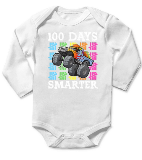 100 Days Of School Dabbing Monster Truck Smarter Long Sleeve Baby One-Piece