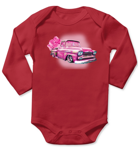 148 Vintage pink car design classic retro gift art Long Sleeve Baby One-Piece