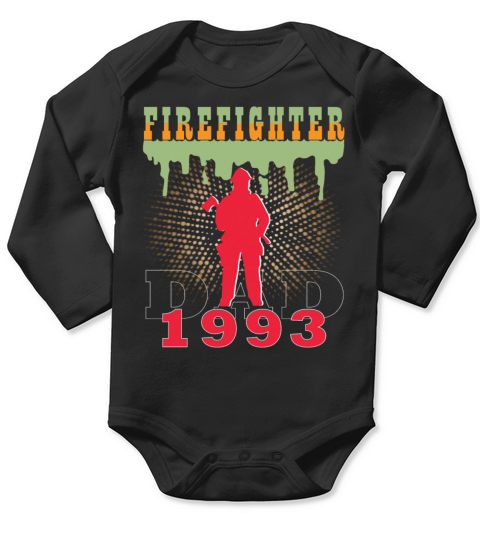 1993 vintage fireman birthday firefighter Long Sleeve Baby One-Piece