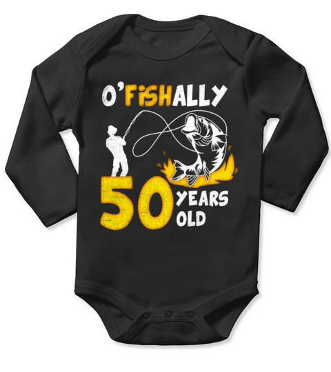 50th Birthday Fishing 1973 Vintage Fisherman Angle Long Sleeve Baby One-Piece