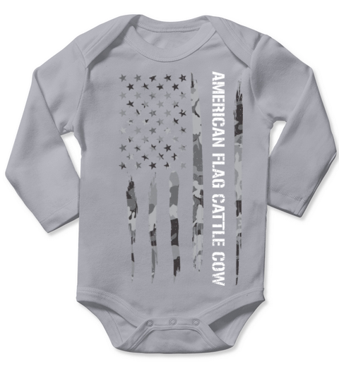 American Flag Cattle Cow Long Sleeve Baby One-Piece
