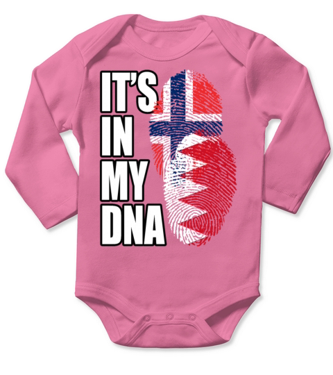 Bahraini And Norwegian Mix Heritage DNA Flag Long Sleeve Baby One-Piece