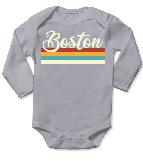 Boston - Massachusetts - Retro - Vintage - USA Long Sleeve Baby One-Piece