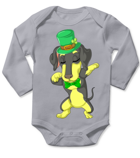 dabbing daschund st patricks day Long Sleeve Baby One-Piece