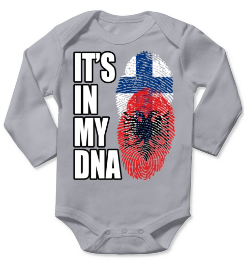 Finland And Albanian Mix Heritage DNA Flag Long Sleeve Baby One-Piece