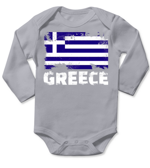 Greece Flag Vintage Distressed Greek Grunge Travel Long Sleeve Baby One-Piece