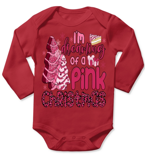I Am Dreaming of a Pink Christmas tree cake Long Sleeve Baby One-Piece