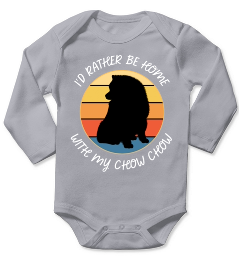 Id Rather Be Home With My Chow Chow Retro Sunset Long Sleeve Baby One-Piece
