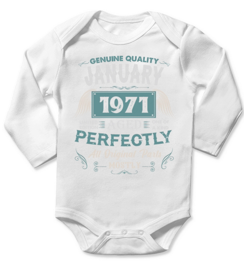 January 1971 Vintage Birthday Present Long Sleeve Baby One-Piece