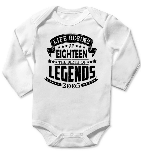 Life begins at 18 vintage 2005 sayings Long Sleeve Baby One-Piece