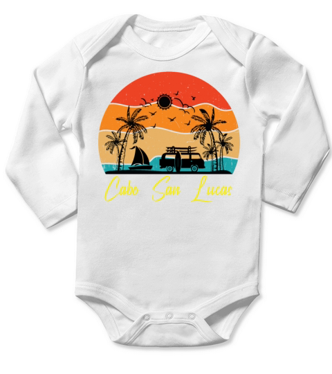 Mexico Cabo San Lucas Vintage Summer Vacation Long Sleeve Baby One-Piece