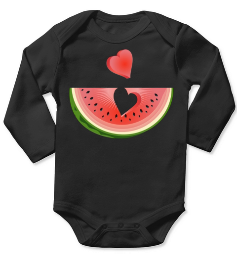 Piece of a watermelon with a heart Long Sleeve Baby One-Piece