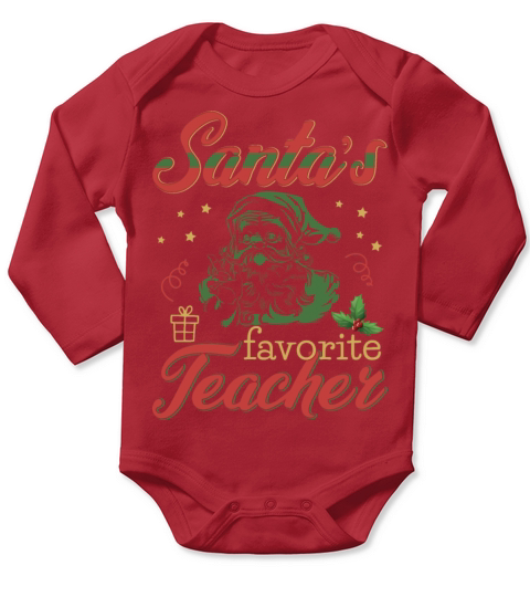 Santa s favorite teacher Christmas gift retro Long Sleeve Baby One-Piece