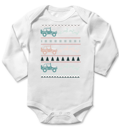 Merry Christmas Ugly Christmas shirt with car and reindeer team Long Sleeve Baby One-Piece