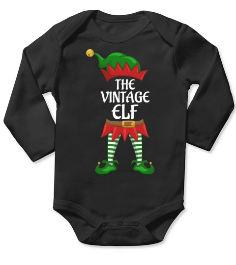 Vintage Elf Family Matching Group Christmas Party Long Sleeve Baby One-Piece