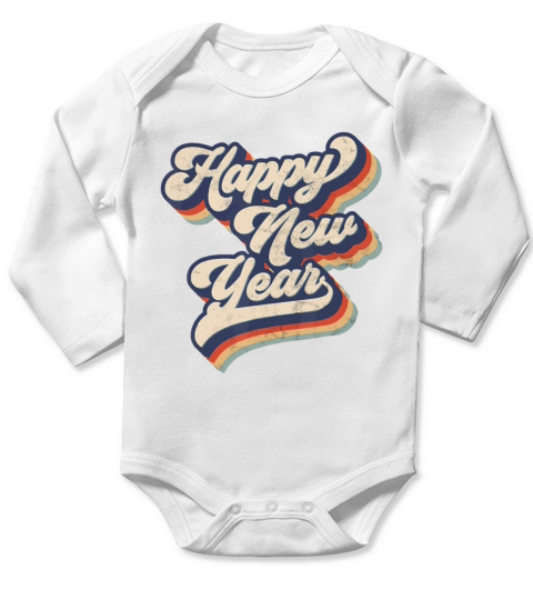 Vintage Happy New Year NYE Party - Funny New Years Long Sleeve Baby One-Piece