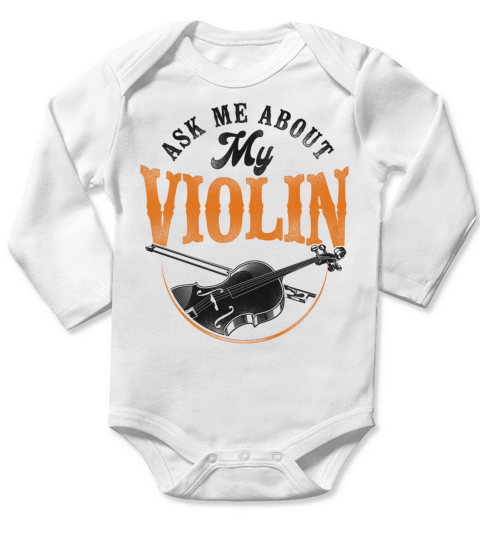 Violin Violinist Vintage Ask Me Long Sleeve Baby One-Piece