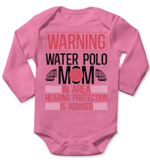Water Polo Mom Vintage Warning Long Sleeve Baby One-Piece
