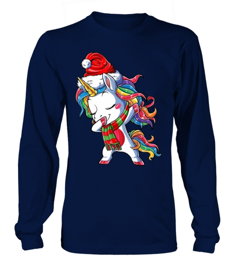Dabbing Unicorn Santa Christmas Kids Girls Women X Long sleeved Unisex