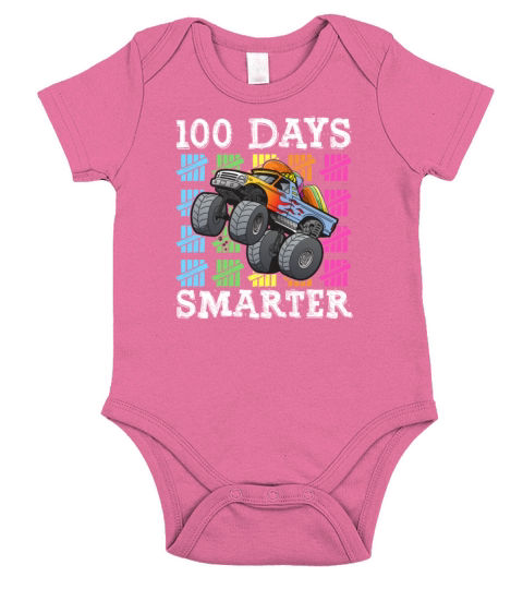 100 Days Of School Dabbing Monster Truck Smarter Short Sleeve Baby One-Piece