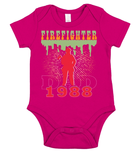 1988 vintage fireman birthday firefighter Short Sleeve Baby One-Piece