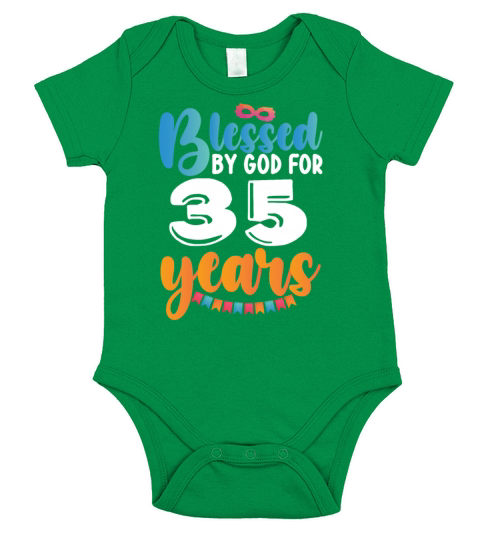 Birthday Blessed by God for 35 Years Short Sleeve Baby One-Piece
