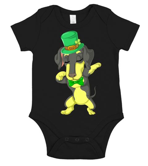 dabbing daschund st patricks day Short Sleeve Baby One-Piece