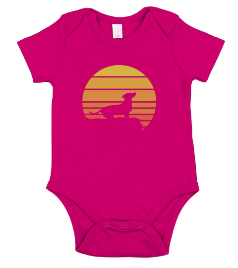 Dachshund Sunset Retro Vintage Short Sleeve Baby One-Piece