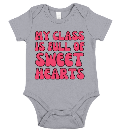 Groovy Teacher My Class Is Full Of Sweet Hearts Short Sleeve Baby One-Piece