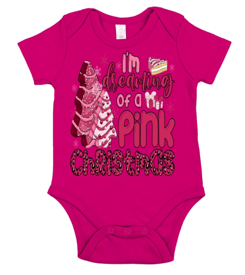 I Am Dreaming of a Pink Christmas tree cake Short Sleeve Baby One-Piece