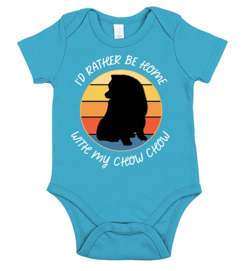 Id Rather Be Home With My Chow Chow Retro Sunset Short Sleeve Baby One-Piece